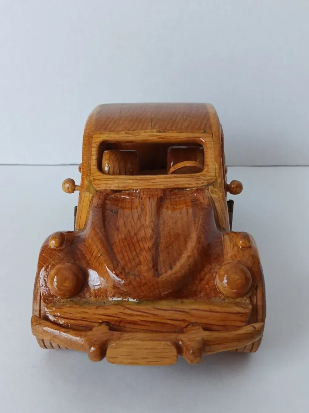 Handmade Oak Model Volkswagen  - 10 in (L)  x 4.5 in (W) - Working Doors/Wheels